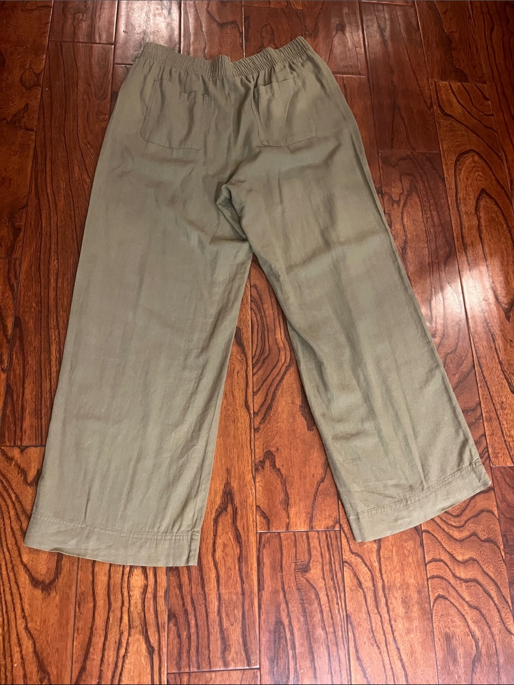 Old Navy Linen Blend Wide Leg Pants in Olive Green